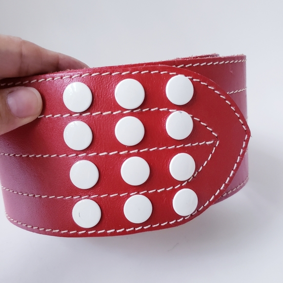 Vintage Red Leather Wide Belt main image 5